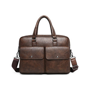 Sacoche pour ordinateur portable en cuir véritable pour homme, vintage, exécutif, bandoulière, imperméable, durable, simple, usage quotidien, écologique - Product Image 1