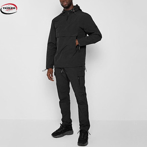 Venta al por mayor chándal de nailon Negro hombres logotipo personalizado impreso de talla grande conjuntos de entrenamiento transpirable cortavientos diseñadores de ropa de calle - Product Image 2
