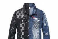 Veste en jean vintage pour homme Y2K, hiver, rayée, décontractée, formelle, imprimé léopard 3D, patchwork, brodée, boutonnée, imperméable, streetwear