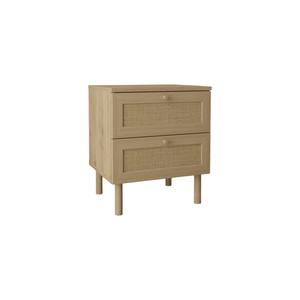 Table de chevet moderne en bois à 2 tiroirs, style campagnard, 50 cm de large, avec garantie de 2 ans - Meuble de chambre élégant et pratique - Product Image 2