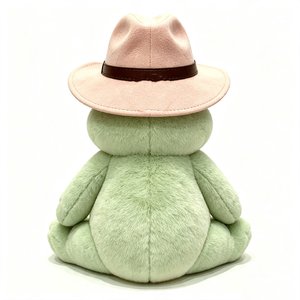customized Cowboy frog plush <b>toy</b>, Frog <b>stuffed</b> animal with pink fedora hat, Cute sitting frog plush - Product Image 3