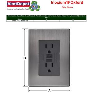 Presa di terra duplex, MXIMF-002, 2 pezzi, Presa di terra duplex, 125-250VAC, 15A, 50/60Hz, Argento/Oxford - Product Image 4