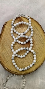 Natural Howlite 8 mm Crystal Stone <b>Bracelet</b> Round Shape for Reiki and Crystal <b>Healing</b> Printed Technique for Weddings - Product Image 2