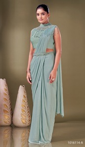 Bereit, Saree aus importiertem Stoff mit vollständig genähter Designer bluse für Frauen zu tragen Großhandel Shop USA Shari Sari für Mädchen