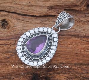 Boho Design Améthyste Pendentif Réglable Collier En Argent Naturel Violet Pierres Précieuses Bijoux Cadeau pour Elle - Product Image 6