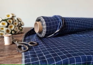 100% tela tejida de lino lavado orgánico Color personalizado Extra ancho medidor de costura ropa de niños vestidos de Casa ropa de cama - Product Image 1