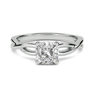 <b>Cushion</b> Cut Twisted Shank Solitaire Lab Diamond Engagement <b>Ring</b> - Product Image 3