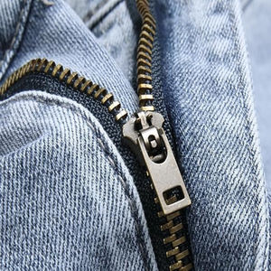 Pantalones cortos de mezclilla azul claro 2025 100% cintura de algodón recto con estilo desgastado con logotipo personalizado - Product Image 6