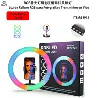 MJ26 Lampe d'appoint RVB en plastique de 10 pouces, contrôle par application, température de couleur réglable, alimentation USB, pour photographie, streaming en direct et beauté