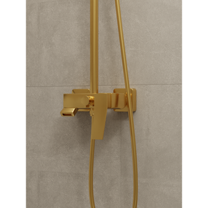 HERA Rainshower <b>System</b> with Single-lever <b>Shower</b> Mixer Set 8303 Matt Gold Square Rain <b>Shower</b> Head - Product Image 4
