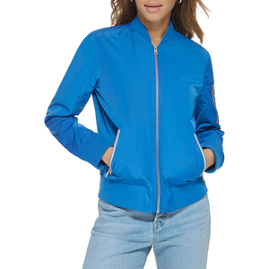 Blouson aviateur de couleur unie coupe-vent chaud pour l'hiver respirant manches longues coupe décontractée blouson aviateur pour femmes taille décontractée - Product Image 1