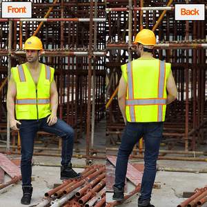 Chaleco de alta visibilidad con 9 bolsillos, chaleco de seguridad reflectante para hombres y mujeres, chaleco de construcción de alta visibilidad con ropa de trabajo. - Product Image 5