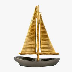 Décoration de table de salon, yacht doré avec base, objet décoratif, yacht antique, décoration intérieure moderne, articles de décoration pour la maison - Product Image 3