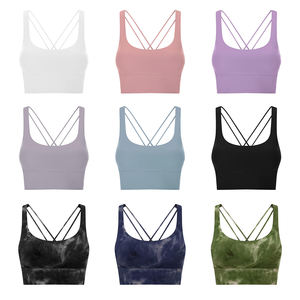 Señoras para gimnasio Cuello redondo Sujetador de yoga Entrenamiento Yoga Top Sujetador deportivo de yoga sin costuras para mujeres adultos - Product Image 2