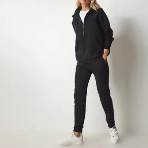 Survêtement décontracté 2 pièces en coton 100% respirant et léger avec logo personnalisé, capuche et fermeture éclair intégrale, style streetwear - Product Image 3