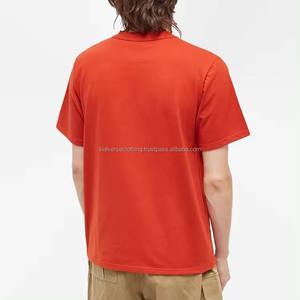T-shirts en coton rouge uni pour hommes, coupe classique, personnalisables, vente en gros, été, doux, décontractés, manches courtes, t-shirts vierges de qualité supérieure pour hommes - Product Image 3