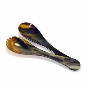 Juego de Cubiertos de cuerno de búfalo marrón y negro de 2 piezas Herramientas DE SERVICIO DE CUERNO DE LUZ DE LUJO únicas para ensalada Más vendidos en India 92 - Product Image 2