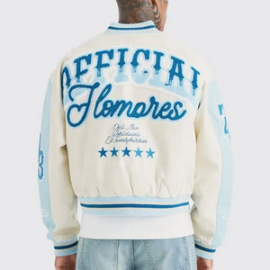 Veste universitaire en chenille à manches en cuir personnalisée OEM Broderie de manches en cuir et hiver à la mode de haute qualité pour unisexe - Product Image 2