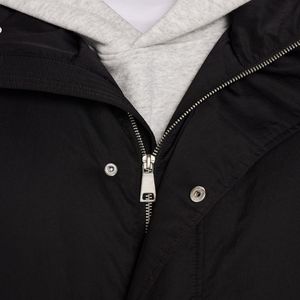 Veste Parka pour hommes Manteau à capuche noir Longline avec isolation rembourrée Fermeture éclair sur le devant et look Streetwear - Product Image 4