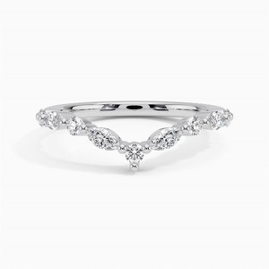 Anillo de Compromiso y Matrimonio de Oro Rosa de 14K con Diamante Cultivado en Laboratorio, Corte Marquesa Curvo, Certificado IGI, 0.38CTW VVS, Personalizable - Product Image 3