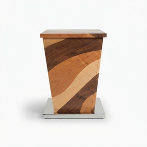 Table de chevet moderne en bois de noyer et de cerisier à 2 tiroirs, table d'appoint, armoire latérale avec base en métal pour chambre à coucher, salon - Product Image 3