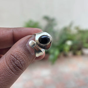 Natural Semiprecious <b>Black</b> Onyx 925 Sterling Silver Cabochons 3A Quality Bezel Set Handmade Classic Designer Statement <b>Ring</b> - Product Image 1