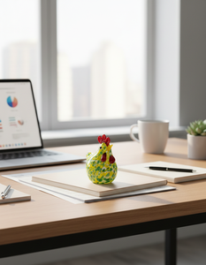 Figurine de poule en verre artisanal, presse-papiers en cristal, objet décoratif pour la maison, le bureau ou le tableau de bord de voiture, cadeau décoratif - Product Image 2