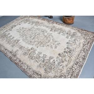 พรมตุรกี6 x 9.6ft วินเทจสีเบจสีน้ำตาลคลาสสิกพื้นที่ขนาดใหญ่ผ้าขนสัตว์ด้านหลังห้องโถงที่มีลวดลายนามธรรมเป็นรูปสี่เหลี่ยมผืนผ้าสำหรับห้องพัก - Product Image 4