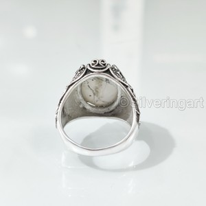 Nouvelle Arrivée Bague pour Homme en Argent Sterling 925 avec Pierre Naturelle Howlite, Toutes Tailles, Style Ottoman, Cadeau Anniversaire, Bijoux - Product Image 6