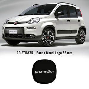 Cappucci centrali ruota 3D nero per Fiat Panda 52 mm di diametro 1 pezzo con finitura cromata e ABS - Product Image 2