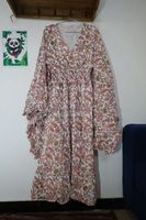 Vestido de Verano de Algodón Indio para Mujer, Manga Larga, Estampado Floral, Ecológico, con Botones, Casual, Dulce, para Cumpleaños, Largo hasta el Suelo, para Playa