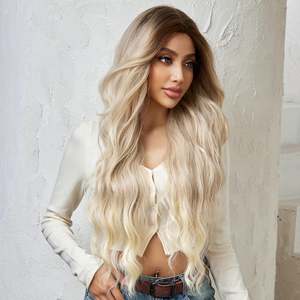 Peluca frontal de encaje DWY de 28 pulgadas, color marrón para ombre, con cabello virgen 100% humano, onda corporal, modelo de 32 pulgadas de longitud estirada para mujer - Product Image 3
