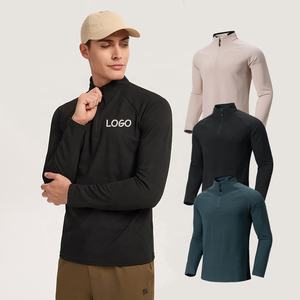 Chemises formelles pour hommes à manches longues en tricot polyester/coton de haute qualité, col sans col, respirantes, séchage rapide - Product Image 3