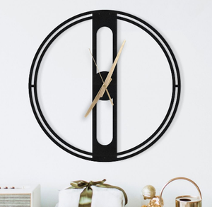 นาฬิกาแขวนผนังโลหะเคลือบด้วยผงสีดำนาฬิกาแขวนผนังรูปทรงพิเศษตกแต่งบ้านดีไซน์ล่าสุด - Product Image 1