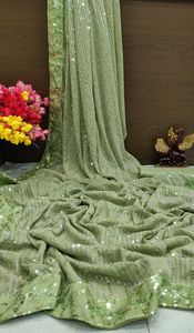 Georgette-ropa de boda de alta calidad para mujer, accesorio de fiesta de alta calidad, bordado de secuencia, a precio barato de Surat - Product Image 6