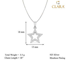 สร้อยคอจี้รูปดาวเงินแท้ 925 ยี่ห้อ CLARA ชุบโรเดียม ประดับมุกน้ำจืด เพทาย และเพชร พร้อมสายโรสโกลด์ - Product Image 4