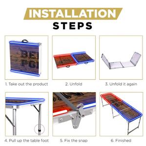 Mesa de juego de fiesta personalizable plegable al aire libre ajustable portátil LED para uso en la playa MARCO DE MDF de aluminio duradero mesa de cerveza Pong - Product Image 4