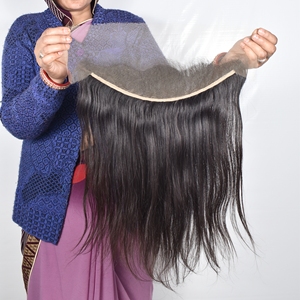 13*4 Hd Frontal Venta al por mayor Color natural Humano Negro Mujeres Indio Crudo Cutícula Alineada Ondas Profundas Extensiones de cabello humano barato - Product Image 2