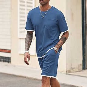 High Quality T Shirt and Shorts Set Summer for <b>Men</b> Low MOQ Apparel Factory Custom Woven Labels - Product Image 3