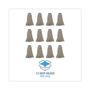 Boardwalk 24 Oz. Têtes de balai en coton blanc à tête plate, design rectangulaire, manche télescopique pour nettoyage et séchage, 12 par carton - Product Image 4