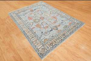 พรมเช็ดเท้า9x12สีฟ้าสไตล์ตุรกีถักด้วยมือมีหลายขนาดให้เลือก - Product Image 3