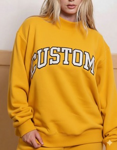 Sweat-shirt à capuche oversize en molleton brodé, col montant, décontracté, en coton doux, pour femme, avec logo personnalisé, streetwear, écologique - Product Image 2