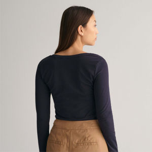 T-shirts à manches longues de couleur unie de haute qualité, nouveau style, vente en gros, t-shirts en toile personnalisés pour femmes, coupe ajustée - Produit de qualité supérieure - Product Image 2