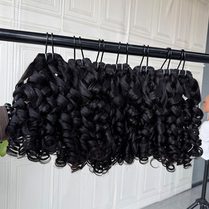 Raw Cambodian Bouncy Curly Human Hair Bundles Natural Black Virgin Hair Bulk Wholesale Supplier - Product Image 1