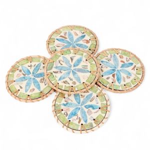 Elegante Posavasos de Ratán con Diseño de Madreperla para Protección de Café y Té y Decoración Natural de Mesa - Product Image 4