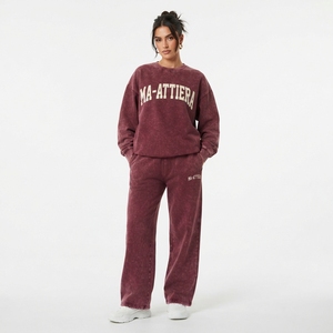 Conjunto de Sudadera Oversize Lavada Personalizada y Pantalones Jogger para Mujer, Chándal de Algodón y Felpa Estilo Urbano OEM ODM - Product Image 1
