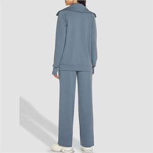 ชุดเซ็ทลำลองสองชิ้นสำหรับผู้หญิง ดีไซน์ทันสมัย เหมาะสำหรับฤดูหนาว มีฮู้ด เสื้อแขนยาว ทรงหลวม กางเกงขายาวทรงกว้าง - Product Image 2