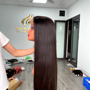 Peluca de cabello humano de encaje completo 6x6 HD con cierre recto de hueso para mujeres negras, peluca con malla frontal HD de cabello virgen brasileño al por mayor - Product Image 1