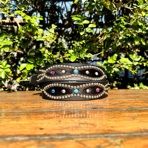 Cinturón Unisex de Cuero Genuino Estilo Rock Punk Western con Tachuelas de Estrás y Detalles Metálicos Plateados - Product Image 4