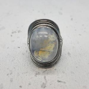 ชุดพลอยหินจันทราสีรุ้งและพลอย925เงินแท้โบฮีเมียนแหวนเพชรรูปวงรีสำหรับงานแต่งงานเครื่องประดับสำหรับงานเลี้ยง - Product Image 1